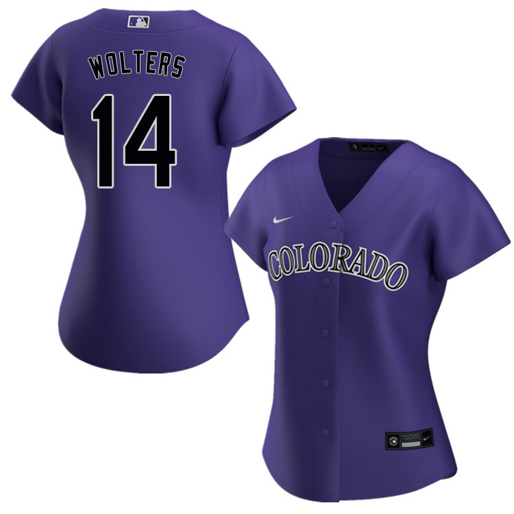 Nike Women #14 Tony Wolters Colorado Rockies Baseball Jerseys Sale-Purple - Click Image to Close